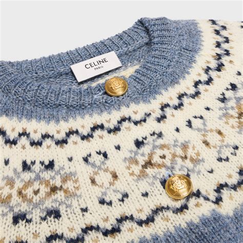 celine triomphe cardigan|CARDIGAN IN TRIOMPHE FAIR ISLE WOOL .